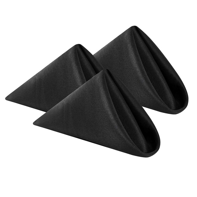 Cupuamon Cloth Napkins 17x17 inch Washable Polyester Dinner Napkins Soft Table Napkins for Wedding Party Dining Banquet(Black,50PCS) - Image 1